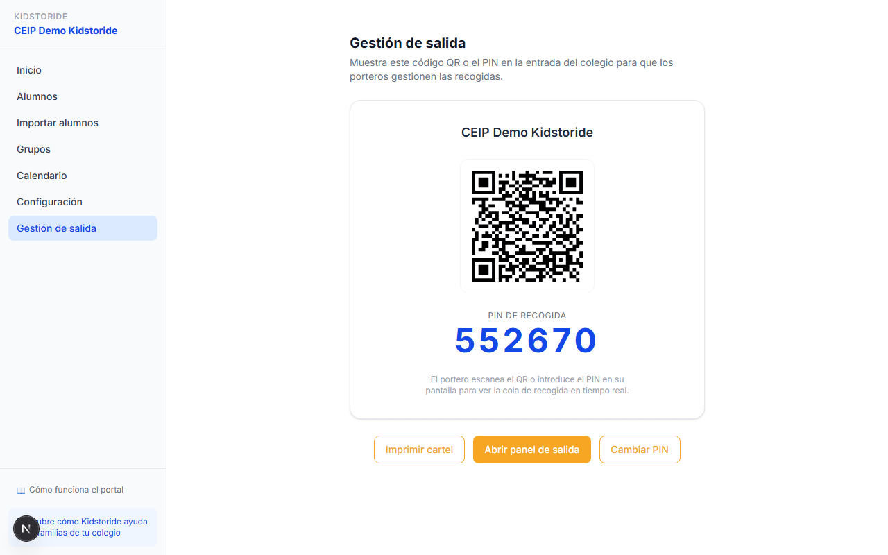 Gestión de salida con QR